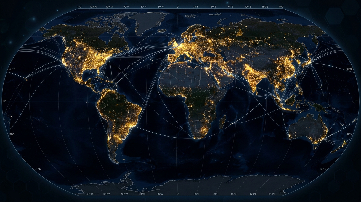 World Map Flight Routes